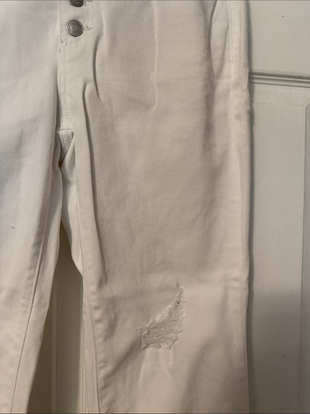 White Distressed Ankle Jeans - Picture 3 of 7